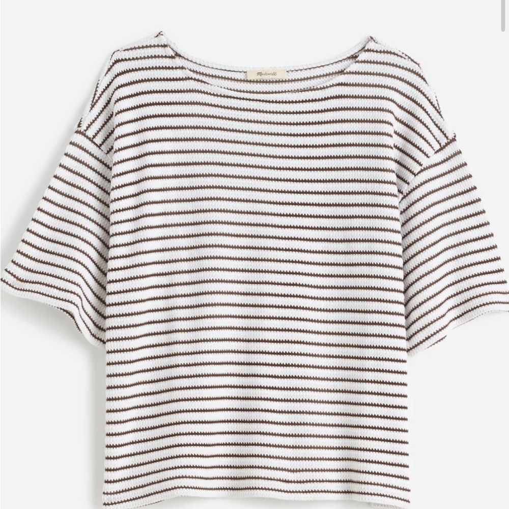Madewell Embroidered Boxy Knit Tee in Stripe - Picture 2 of 6